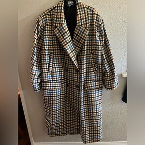 Colorful Houndstooth Pea Coat